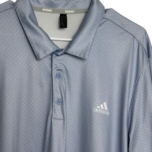 Adidas Golf Mens Polo Shirt Light Blue Heathered Dot Print Size XL Preppy Casual